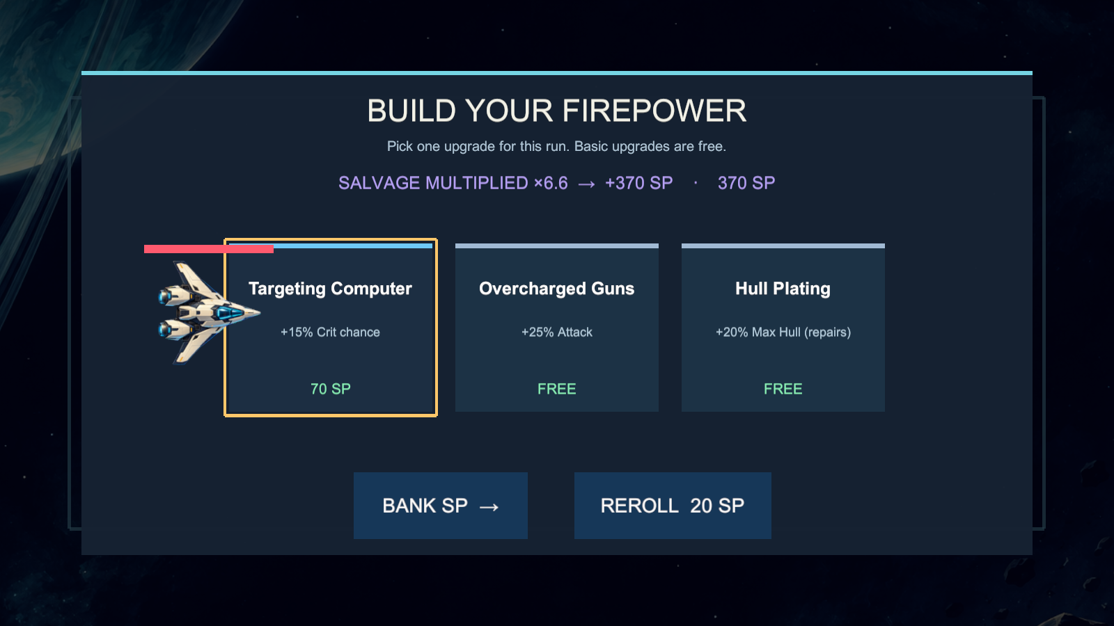 Choosing an upgrade in the draft