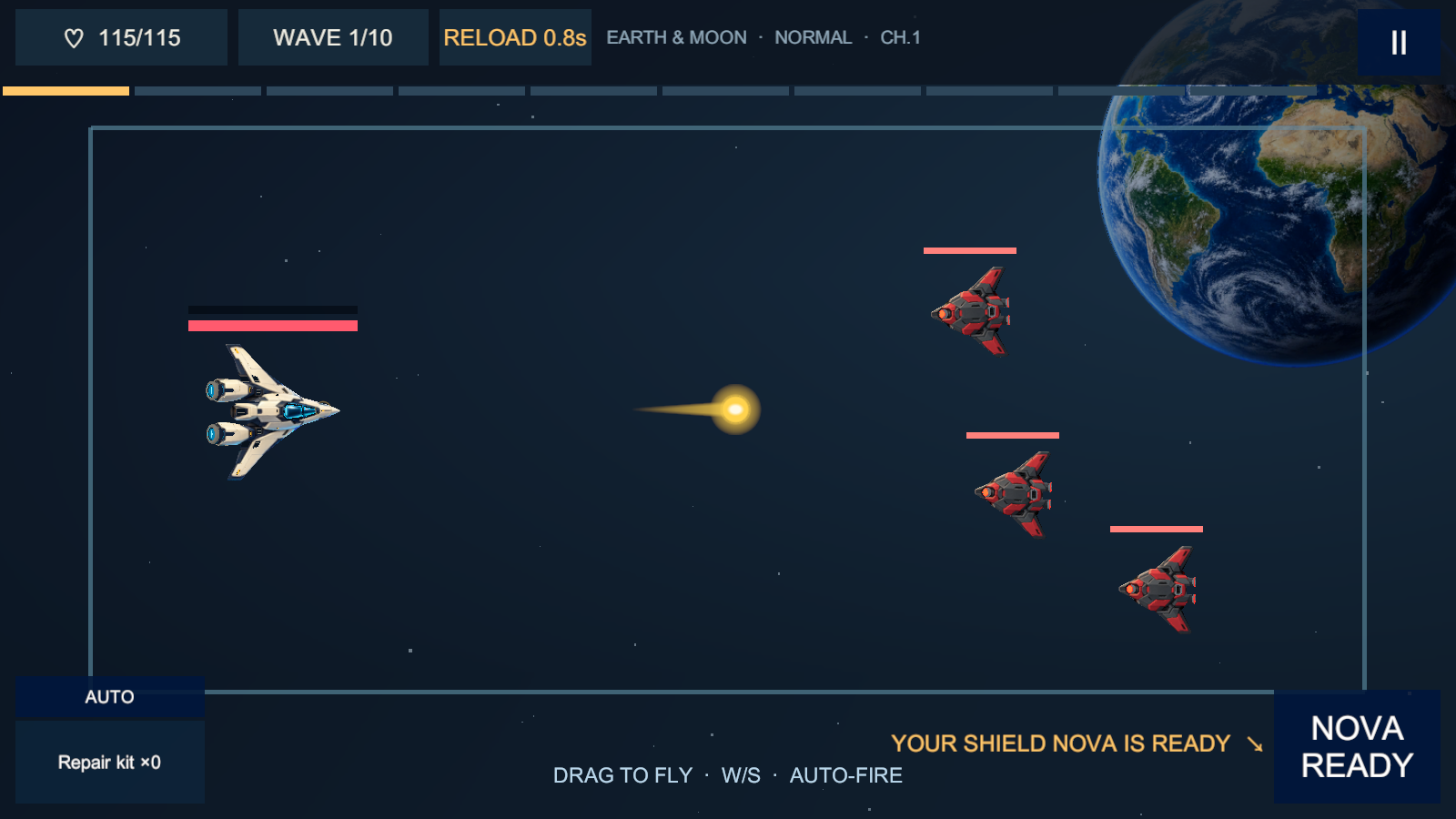 Detailed fleet meshes fighting above a curved Earth backdrop